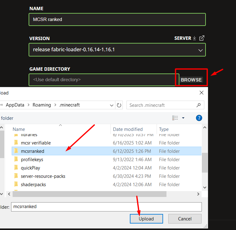 Upload file directory